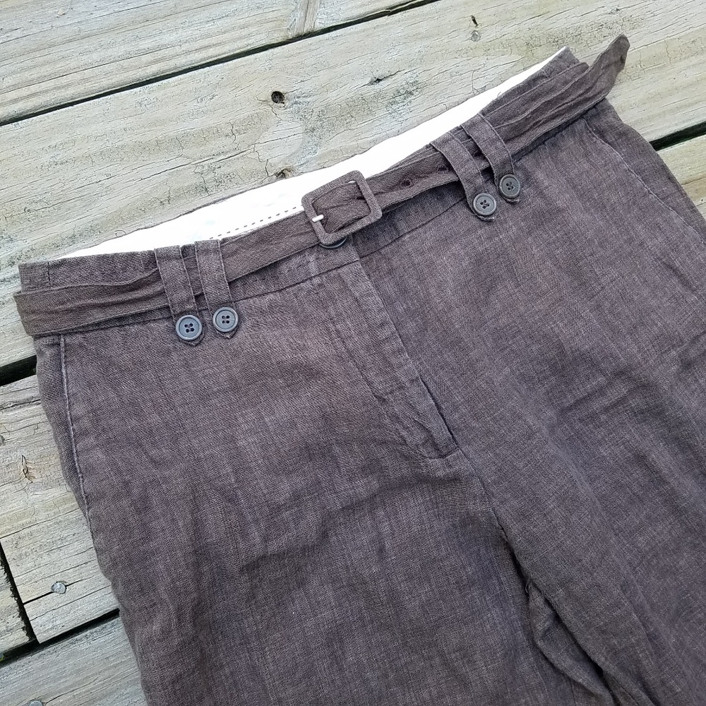 H&M brown linen trousers
